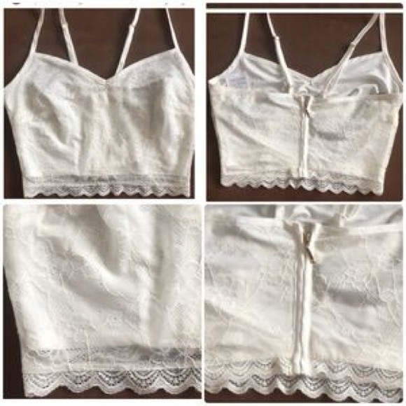 Marciano Tops - Marciano white lace lined cami sleeveless crop top size medium